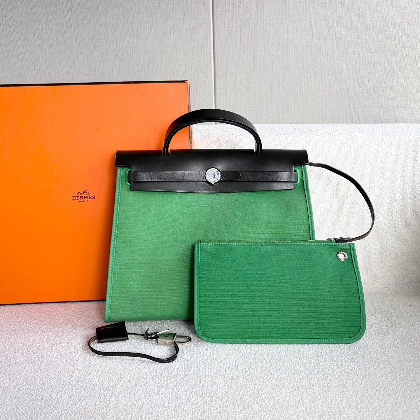 Hermes - Herbag 31 - Cloth - Green - (31)