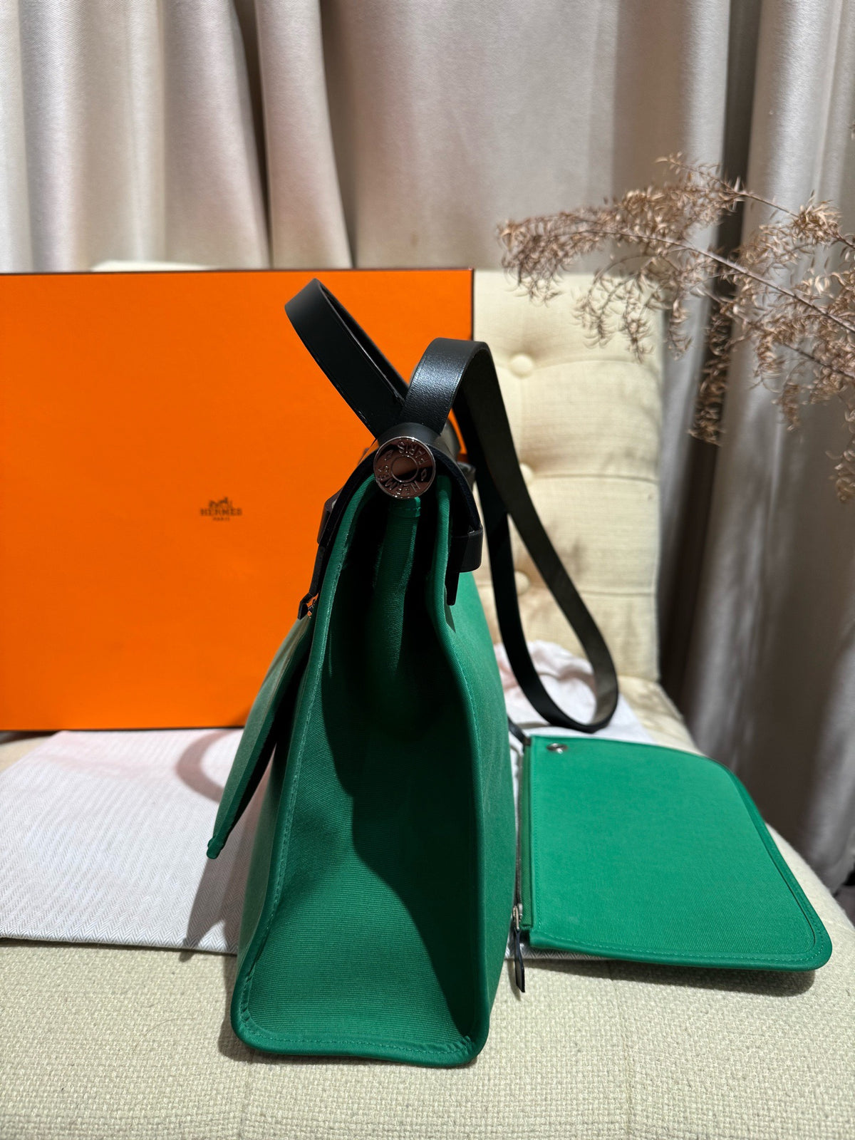Hermes - Herbag 31 - Cloth - Green - (Medium)
