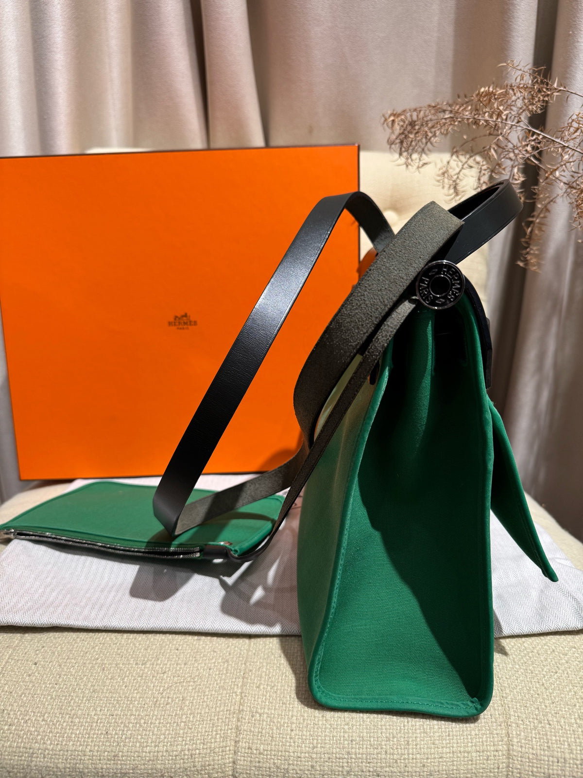 Hermes - Herbag 31 - Cloth - Green - (Medium)