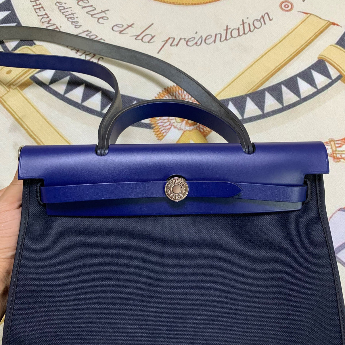 Hermes - Herbag 31 - Cloth - Navy - (Medium)