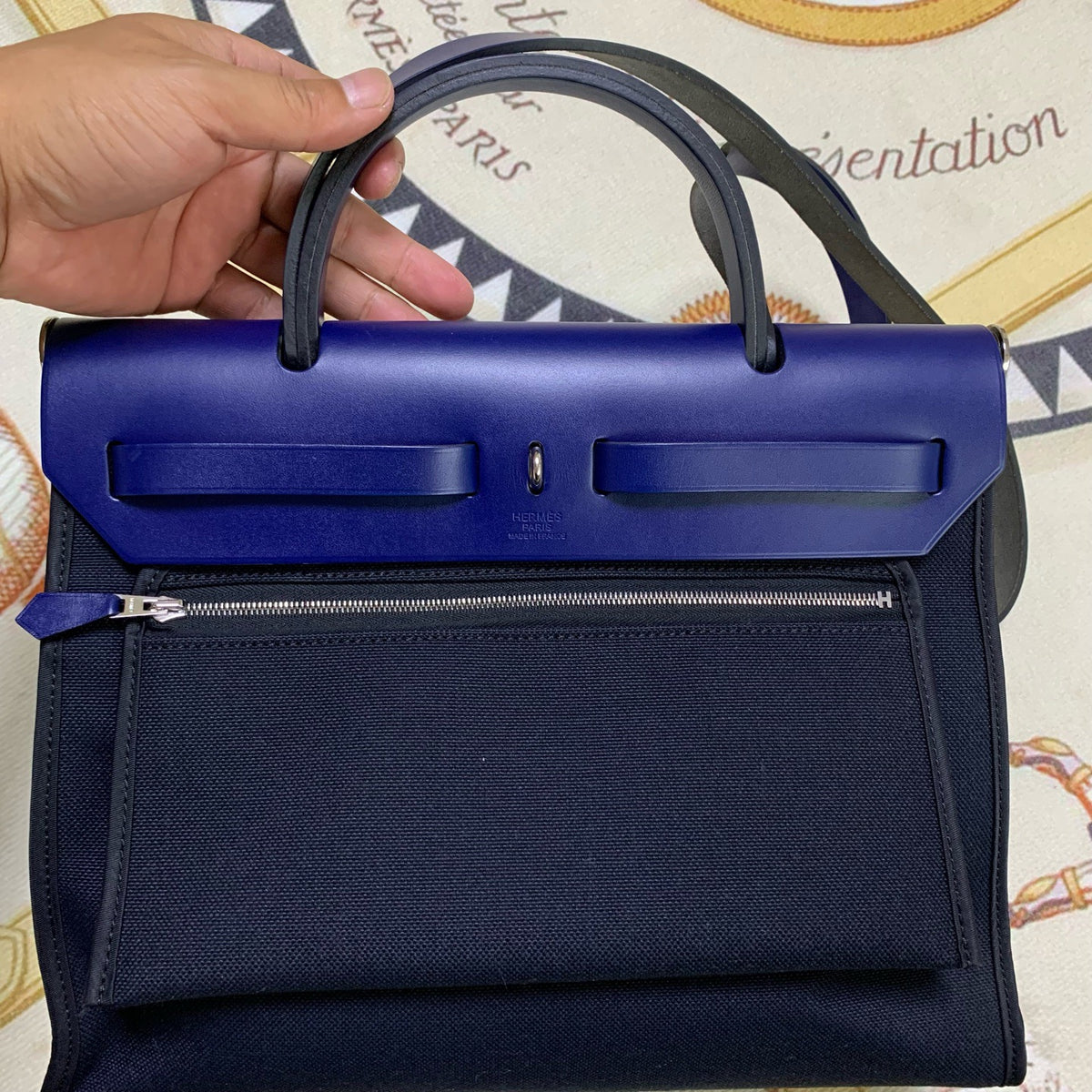 Hermes - Herbag 31 - Cloth - Navy - (Medium)