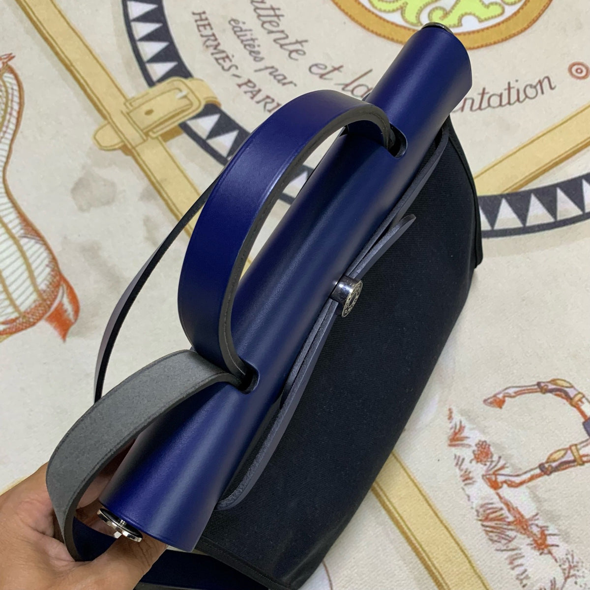 Hermes - Herbag 31 - Cloth - Navy - (Medium)