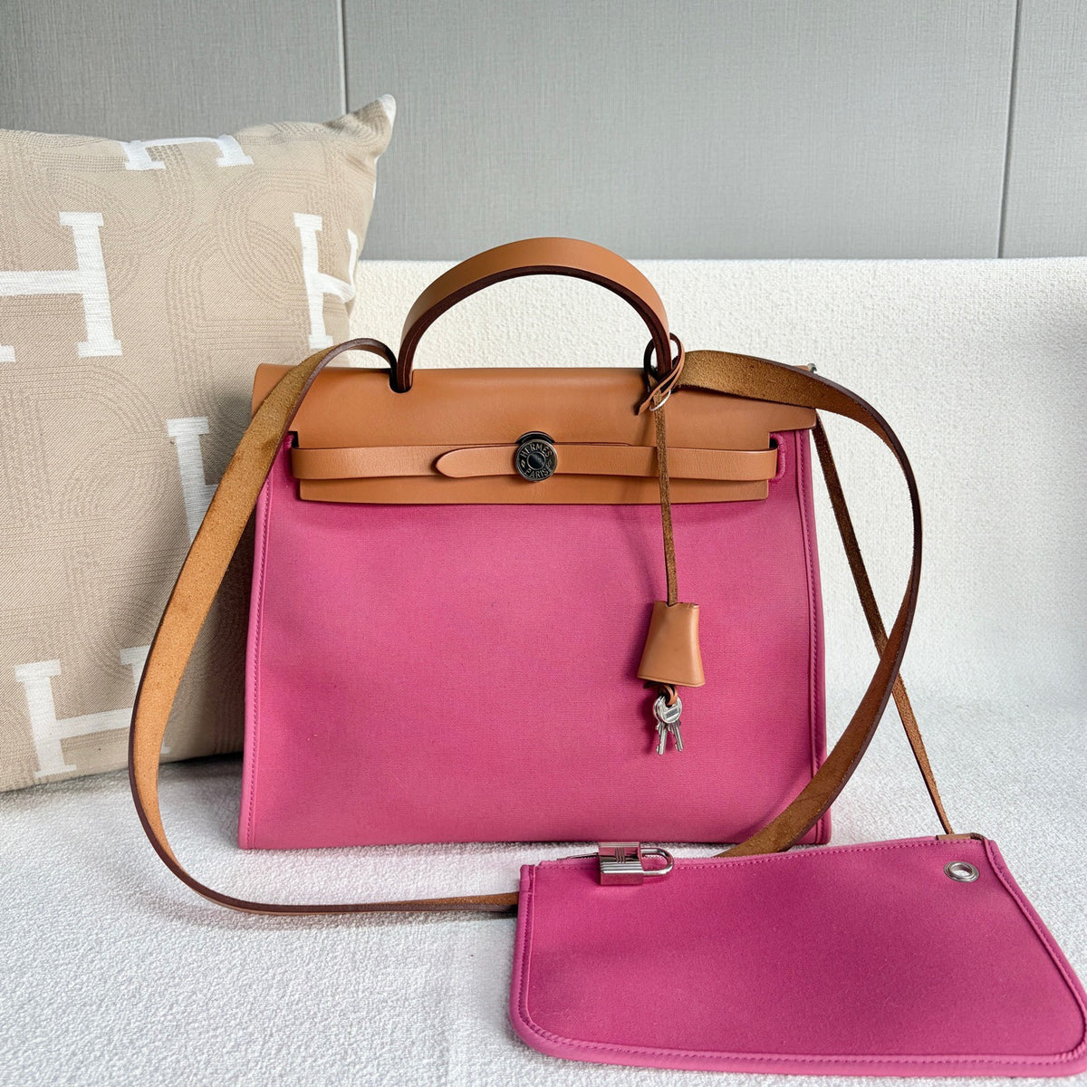 Hermes - Herbag 31 - Cloth - Pink - (medium)