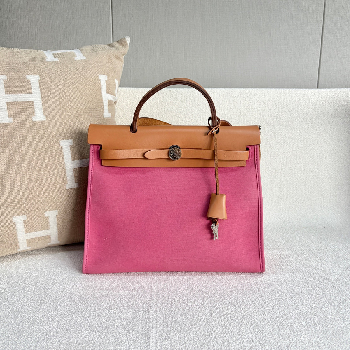 Hermes - Herbag 31 - Cloth - Pink - (medium)