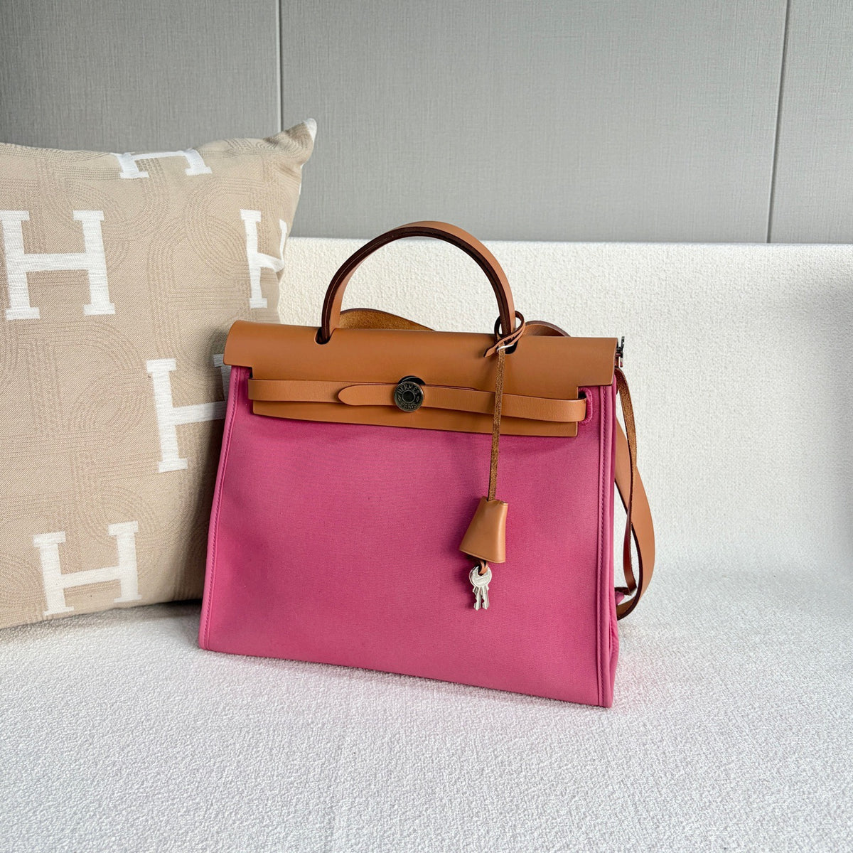 Hermes - Herbag 31 - Cloth - Pink - (medium)
