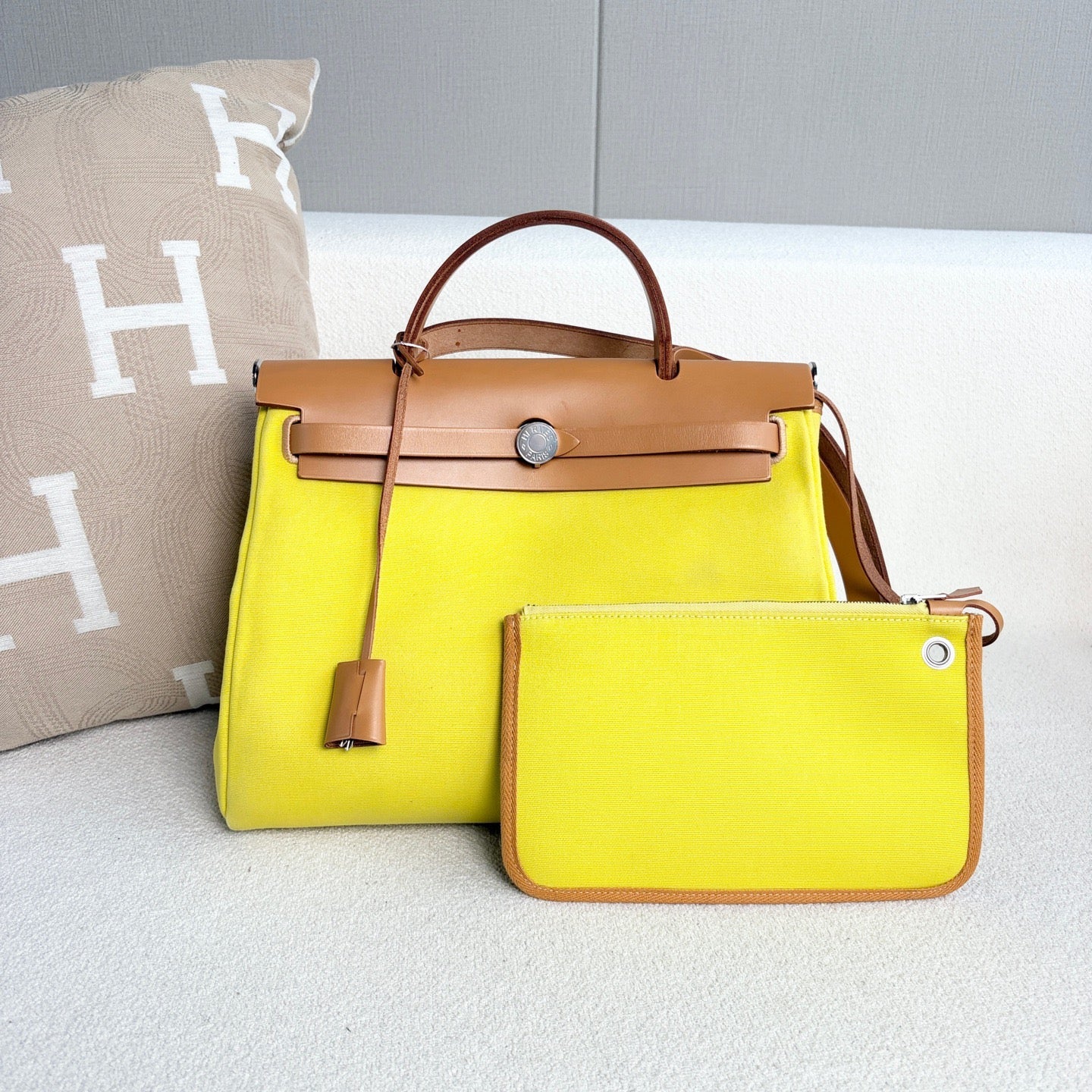 Hermès - Herbag 31 - Cloth - Yellow - (medium)
