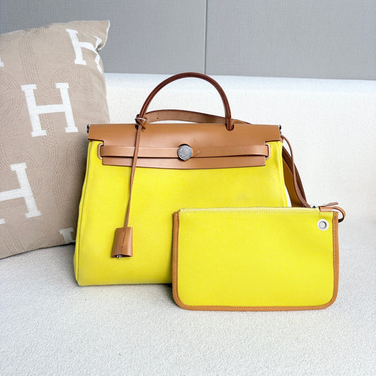 Hermès - Herbag 31 - Cloth - Yellow - (medium)