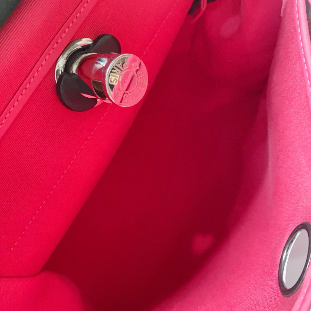 Hermès - Herbag 31 - Toile H canvas and Hunter cowhide leather - Rose Pink with Anthracite Grey accents - (medium)