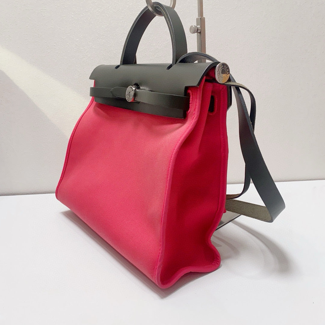 Hermès - Herbag 31 - Toile H canvas and Hunter cowhide leather - Rose Pink with Anthracite Grey accents - (medium)