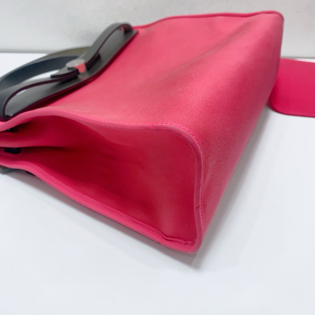 Hermès - Herbag 31 - Toile H canvas and Hunter cowhide leather - Rose Pink with Anthracite Grey accents - (medium)