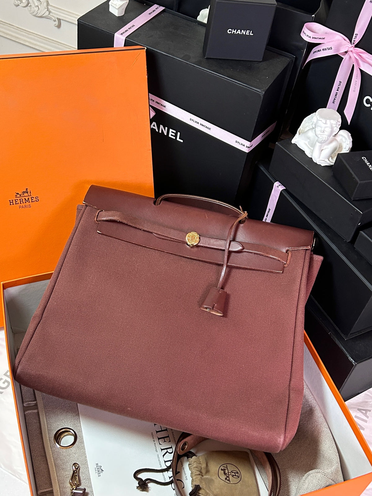 Hermes - Herbag 39 - Cloth - Brown - (large)