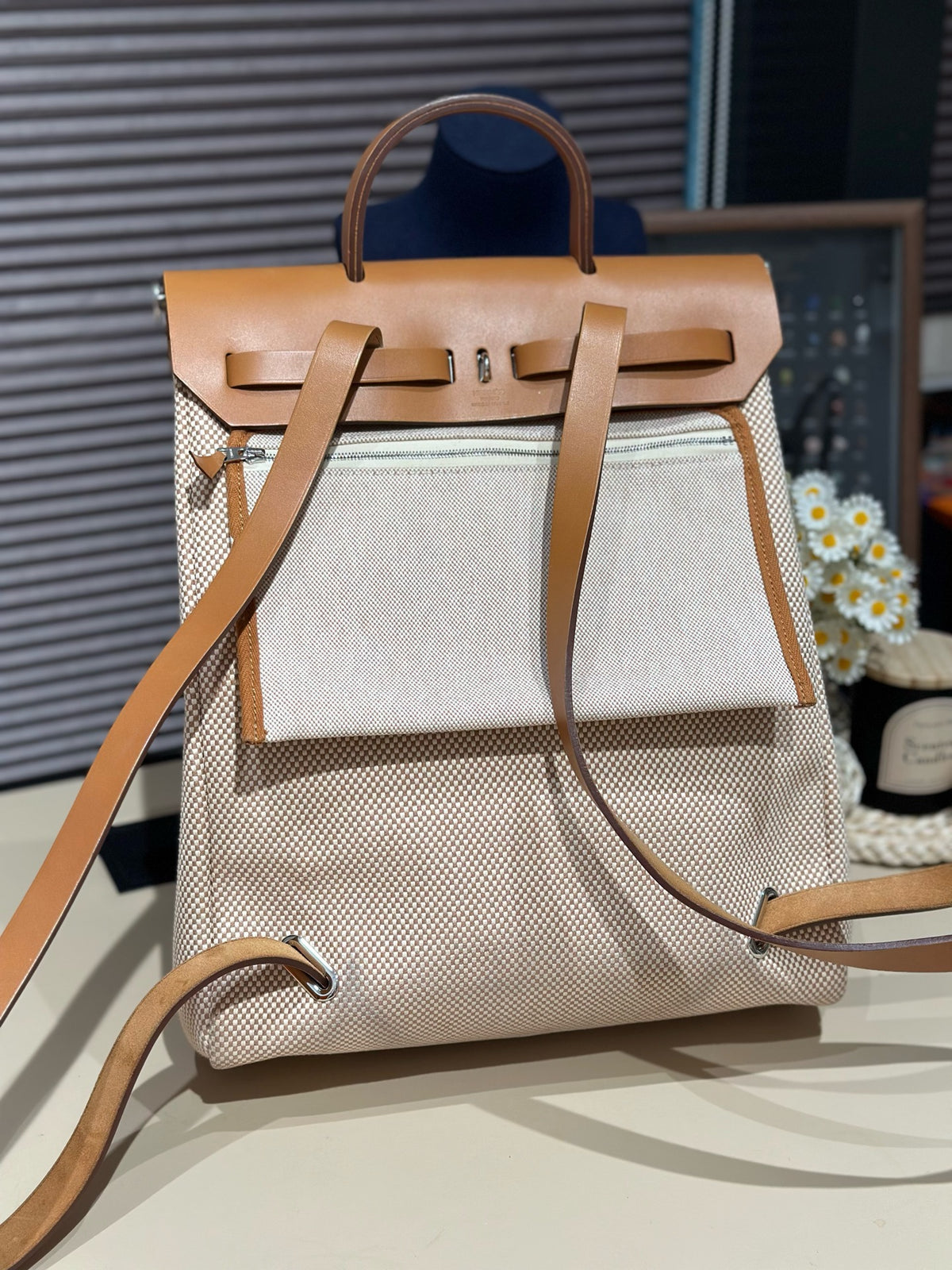 Hermes - Herbag a dos 31 - Cloth - Beige - (medium)