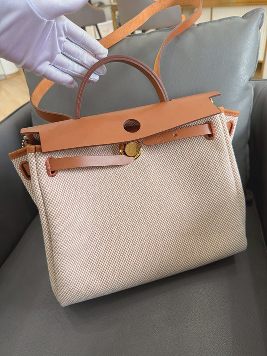 Hermès - Herbag - Cloth - Beige - (medium)