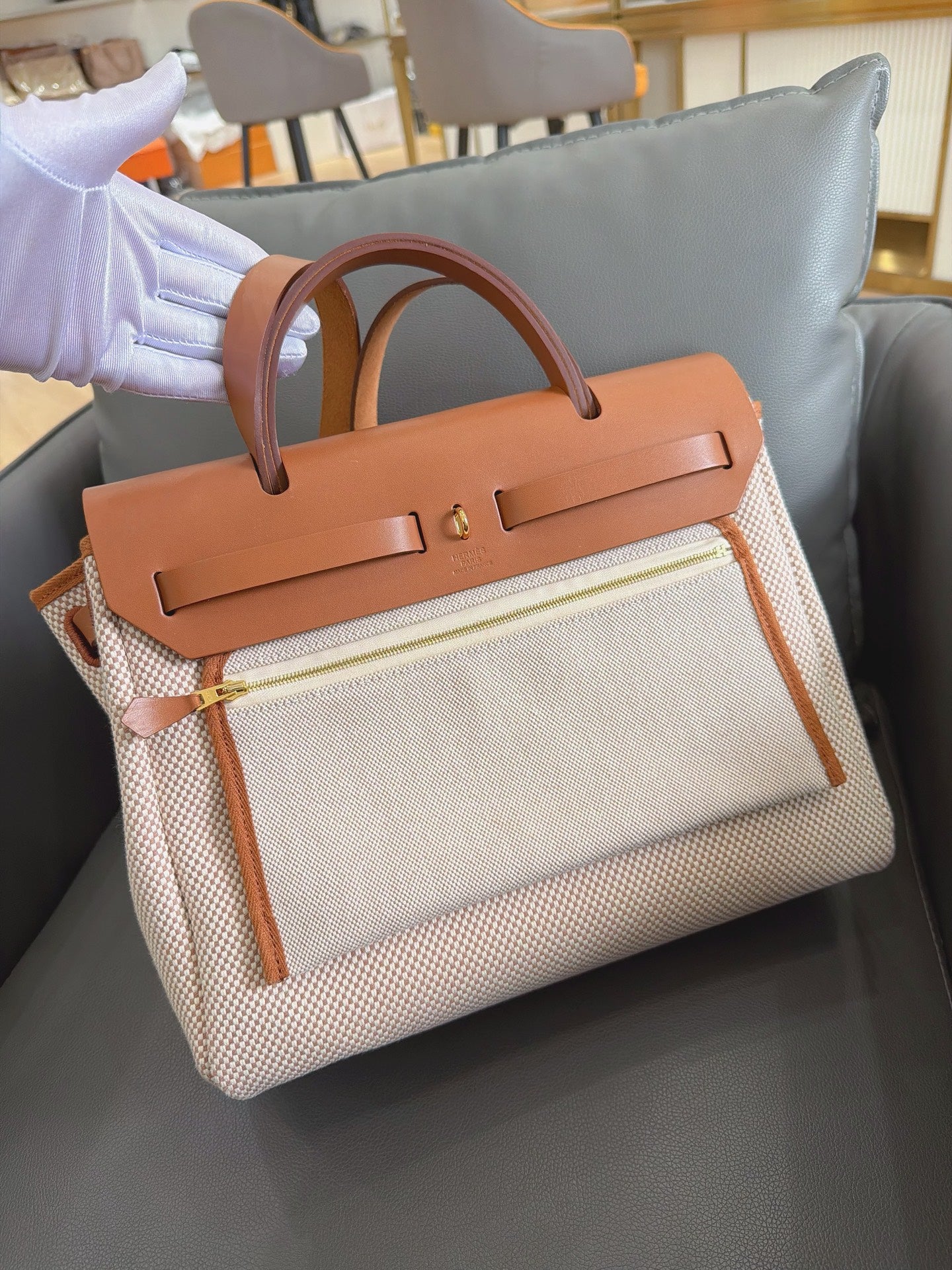 Hermès - Herbag - Cloth - Beige - (medium)