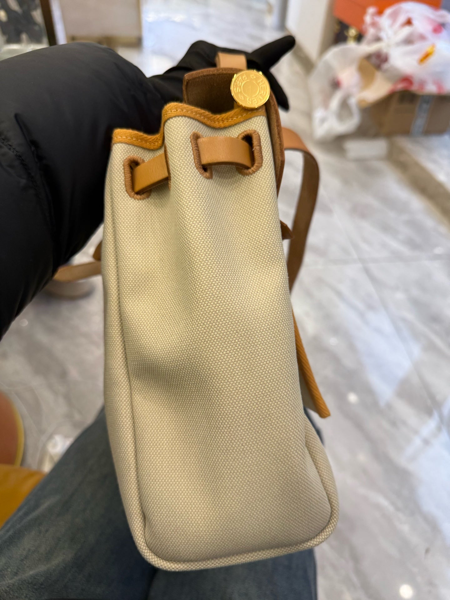 Hermes - Herbag - Cloth - Beige - (Medium)