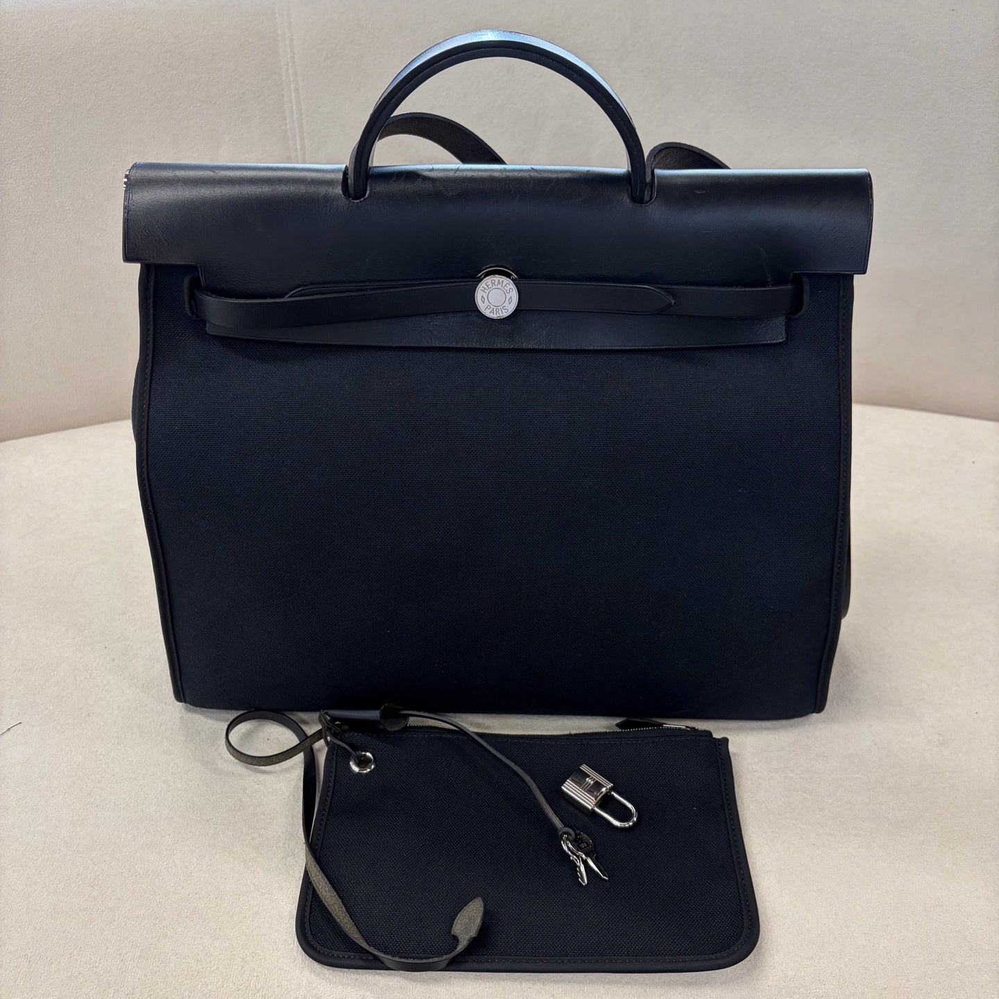 Hermes - Herbag - Cloth - Black - (large)
