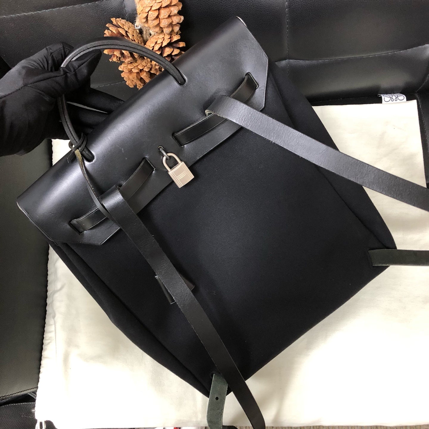Hermes - Herbag - Cloth - Black - (medium)