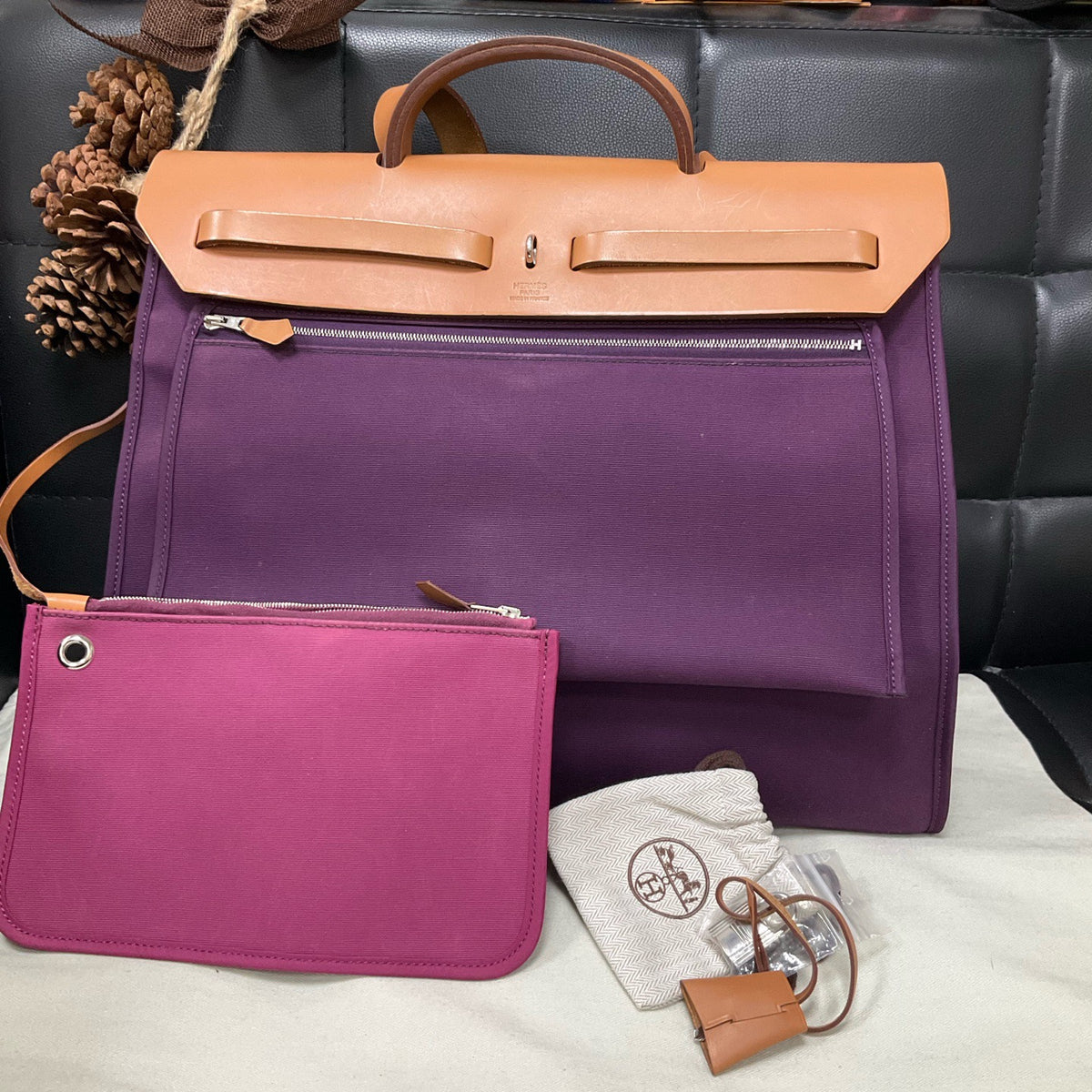 Hermes - Herbag - Cloth - Purple - (large)
