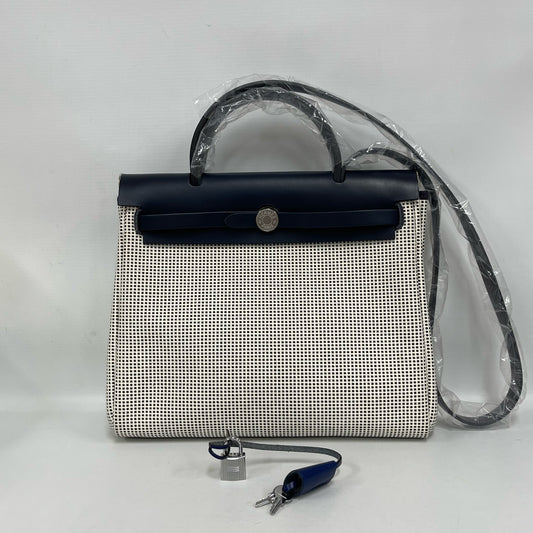 Hermès - Herbag Zip 31 - Canvas and Leather - Blue and White with Black Accents - (medium)