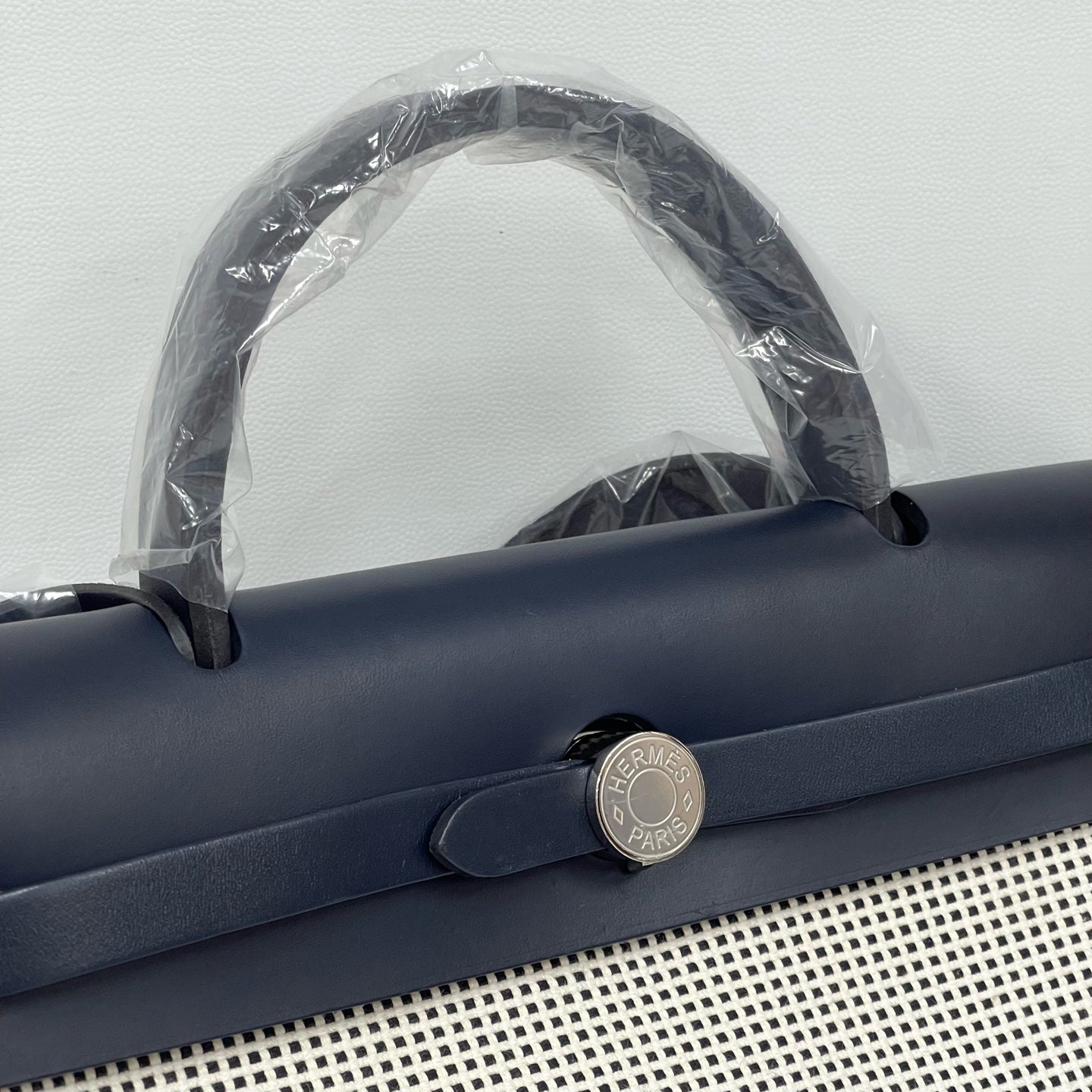 Hermès - Herbag Zip 31 - Canvas and Leather - Blue and White with Black Accents - (medium)