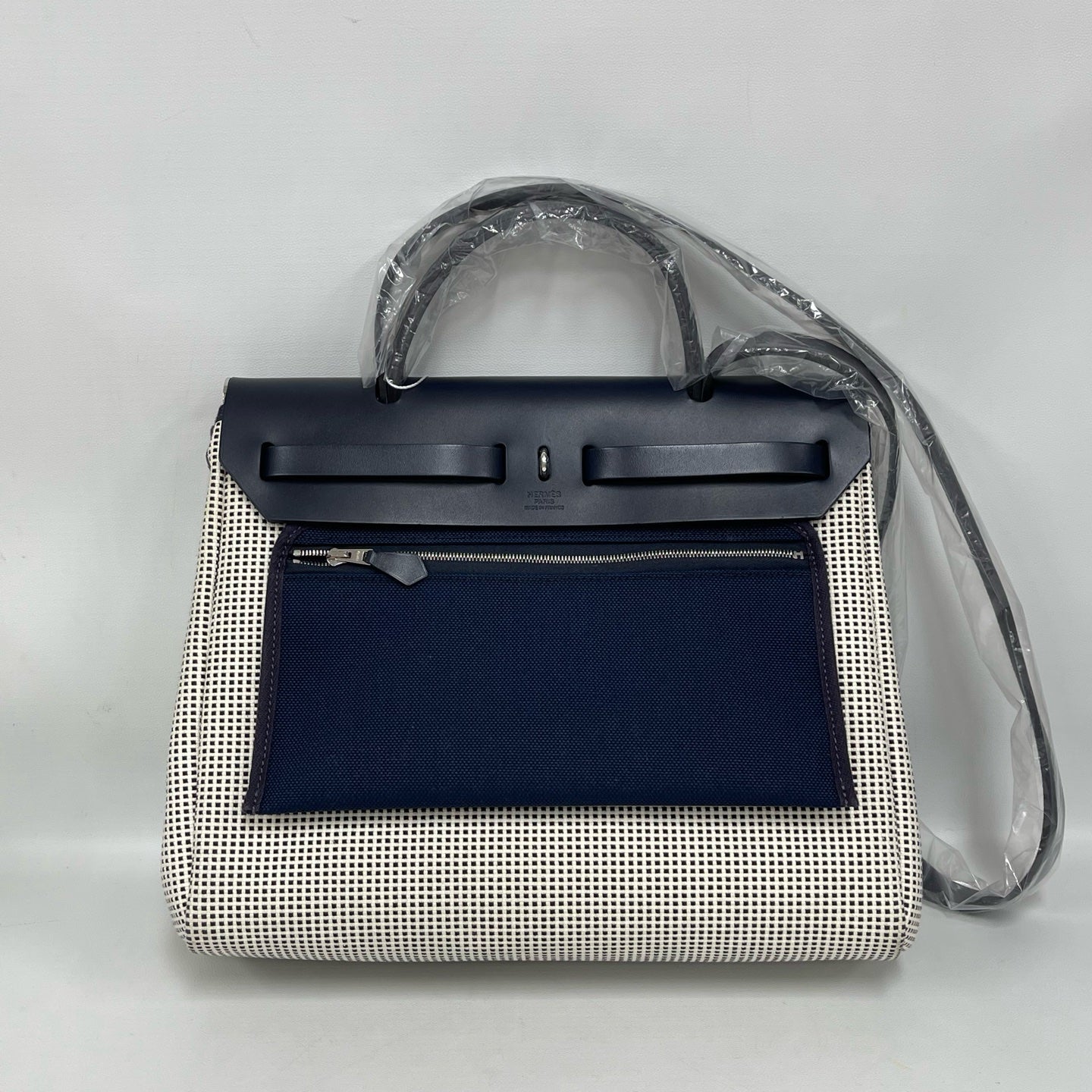 Hermès - Herbag Zip 31 - Canvas and Leather - Blue and White with Black Accents - (medium)