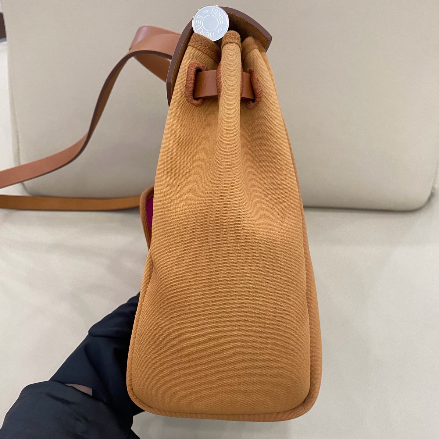 Hermès - Herbag Zip 31 - Canvas and Leather - Gold Brown with Pink accents - (Medium)