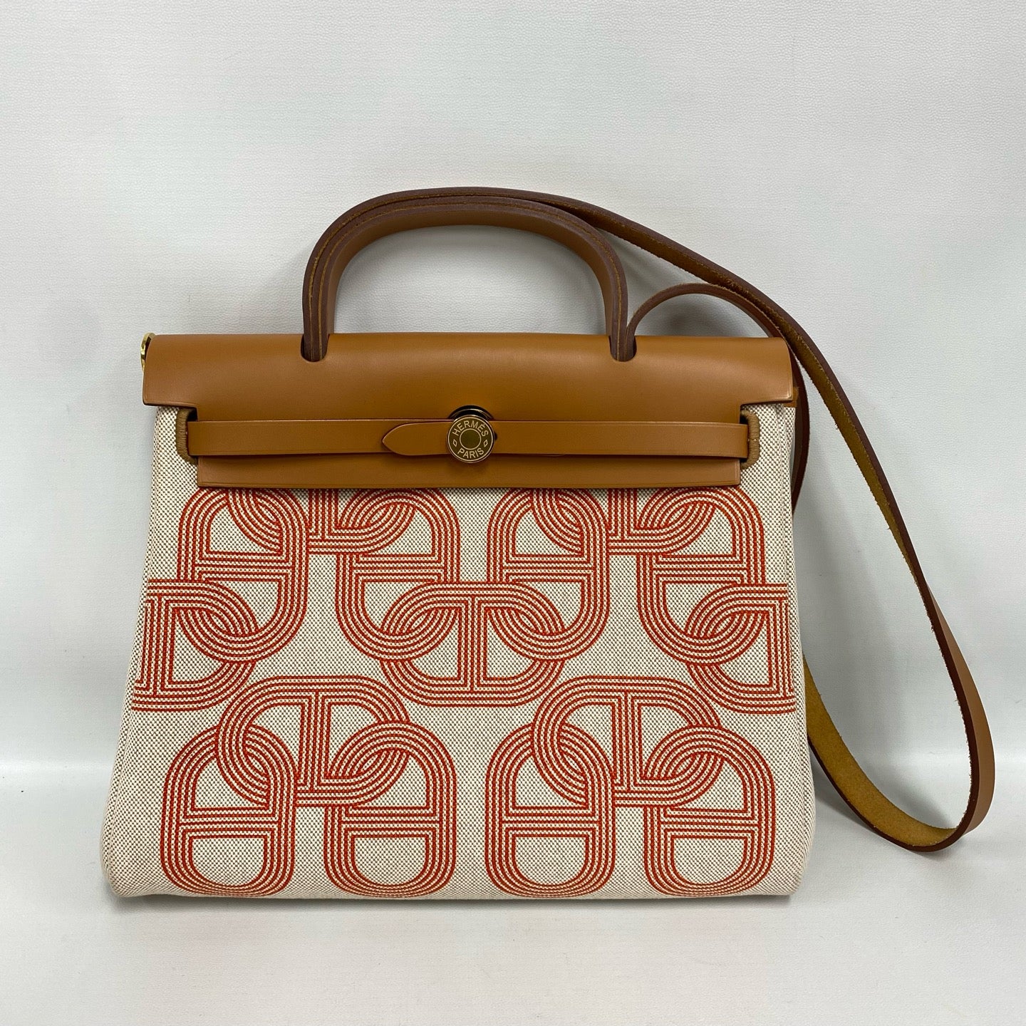 Hermès - Herbag Zip 31 - Canvas and Vache Hunter leather - Beige, Golden Brown, and Orange - (31)