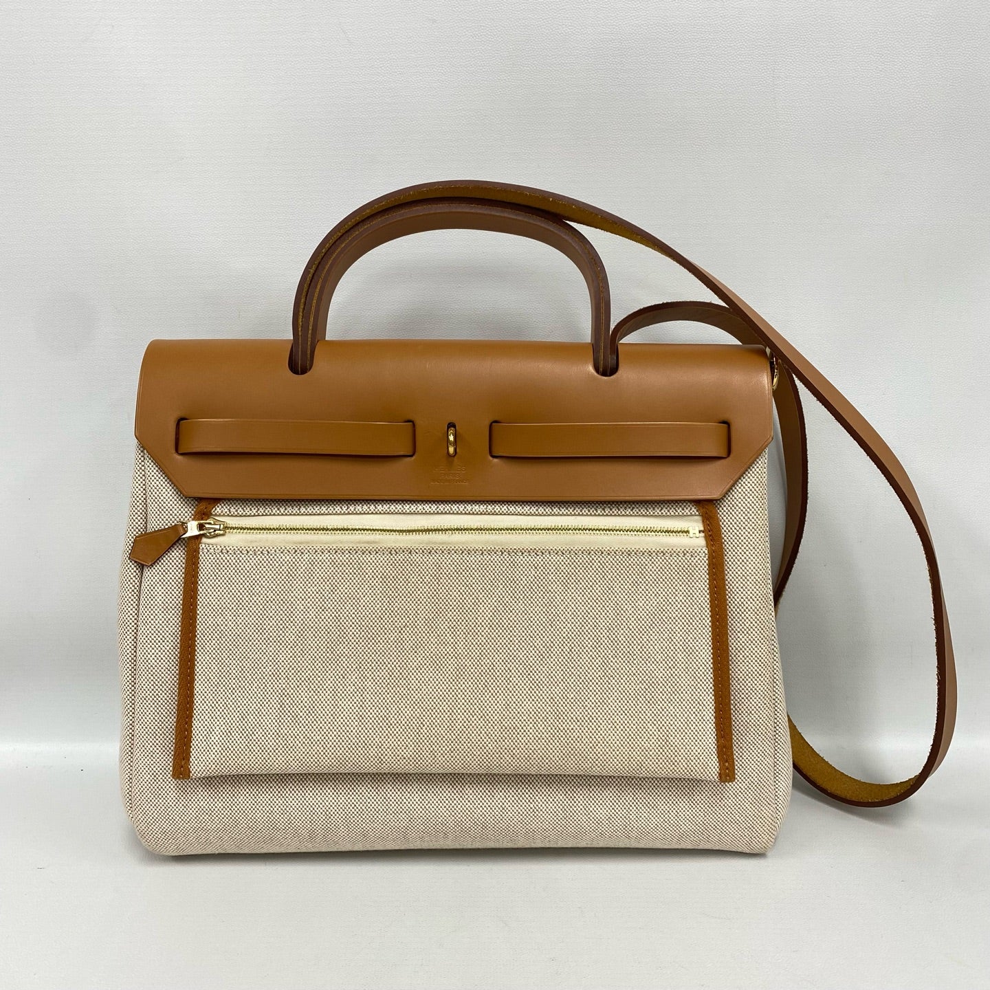 Hermès - Herbag Zip 31 - Canvas and Vache Hunter leather - Beige, Golden Brown, and Orange - (31)