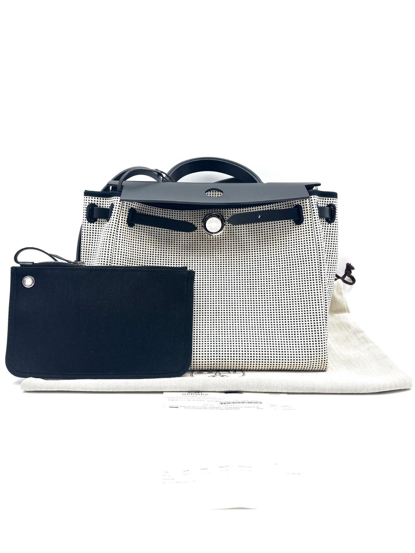 Hermès - Herbag Zip 31 - Cowhide leather and canvas - Black and White - (medium)
