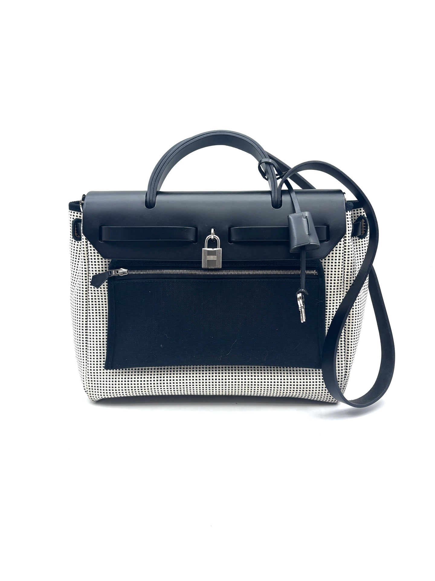 Hermès - Herbag Zip 31 - Cowhide leather and canvas - Black and White - (medium)
