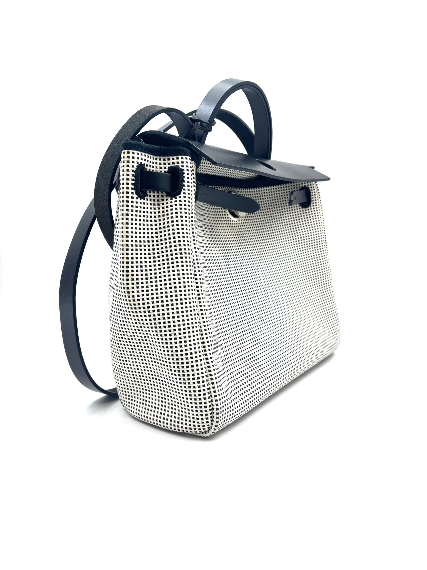 Hermès - Herbag Zip 31 - Cowhide leather and canvas - Black and White - (medium)
