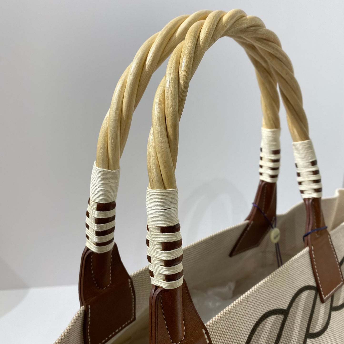 Hermès - Horse Head Beach Bag - Canvas with leather trim - Beige with Orange and Grey accents - (large)