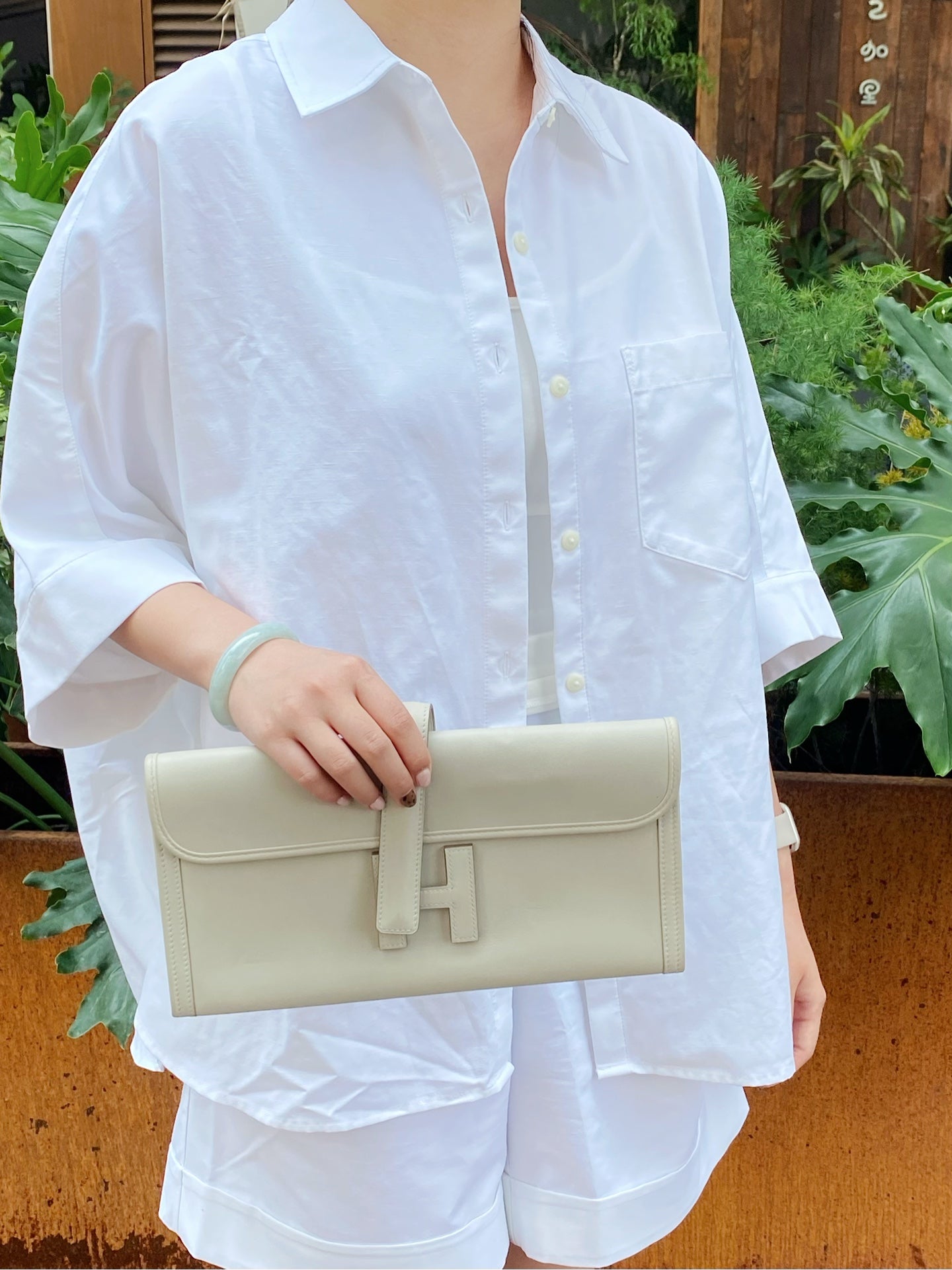Hermes - Jige - Leather - White - (medium)