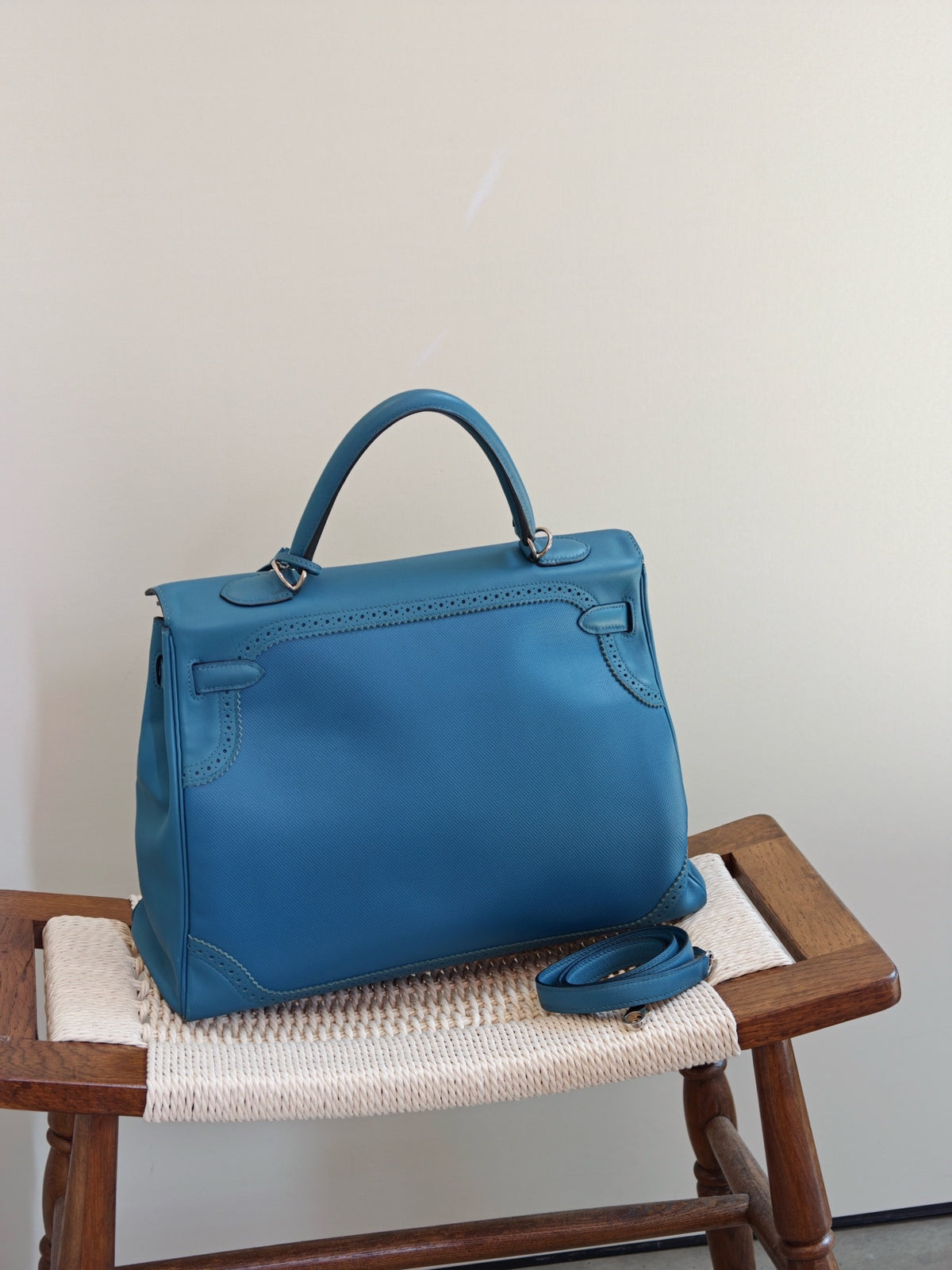 Hermes - Kelly 35 - Cloth - Blue - (medium)