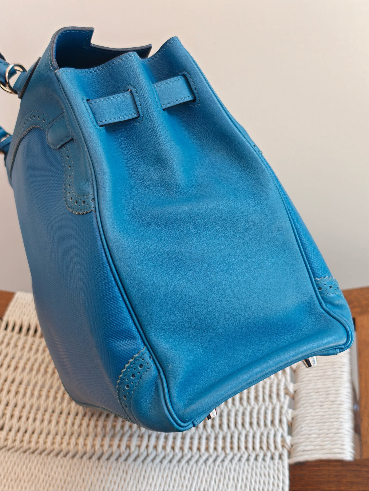 Hermes - Kelly 35 - Cloth - Blue - (medium)