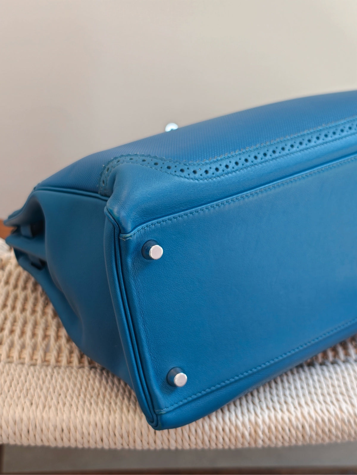 Hermes - Kelly 35 - Cloth - Blue - (medium)