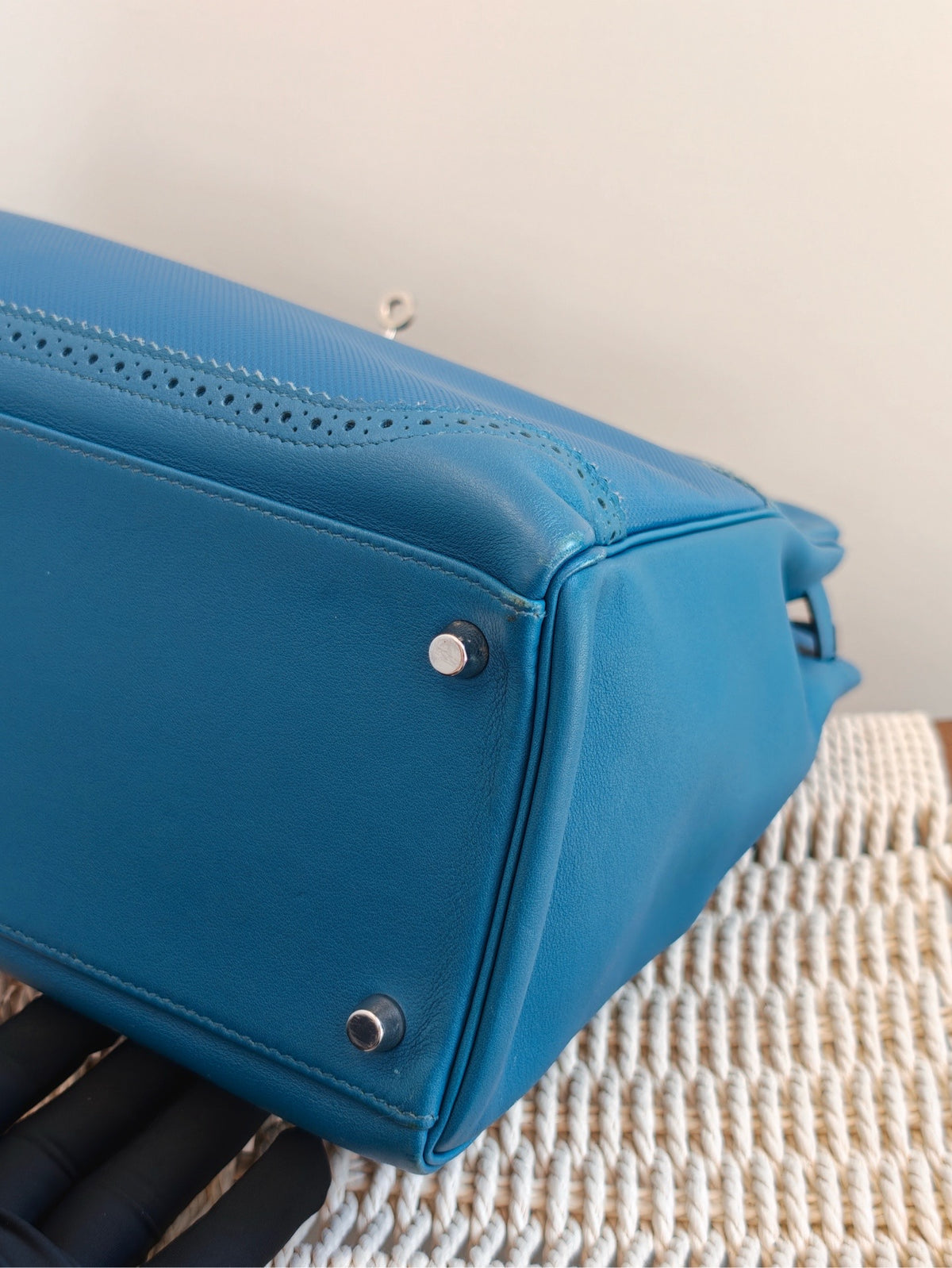 Hermes - Kelly 35 - Cloth - Blue - (medium)