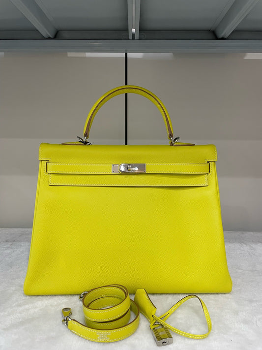 Hermes - Kelly 35 - Leather - Yellow - (large)