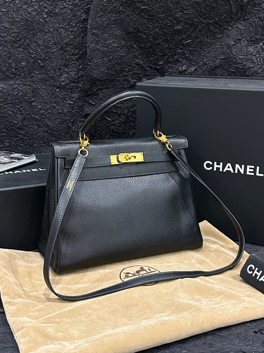 Hermès - Kelly - Leather - Black - (28cm)