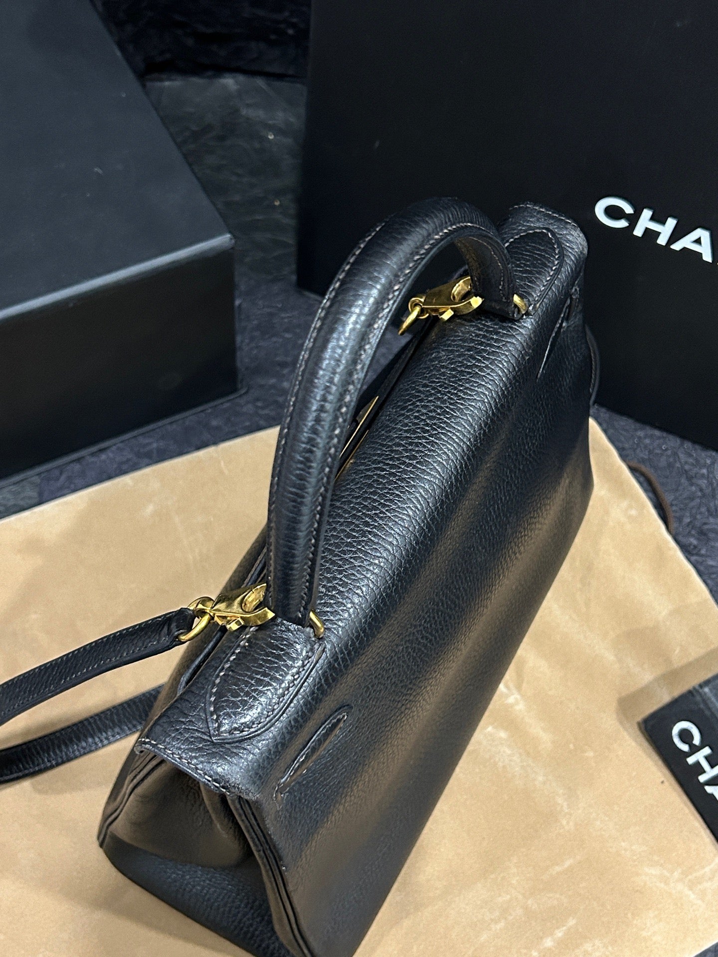 Hermès - Kelly - Leather - Black - (28cm)