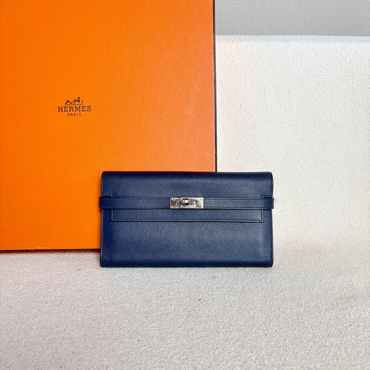 Hermes - Kelly - Leather - Navy - (Small)