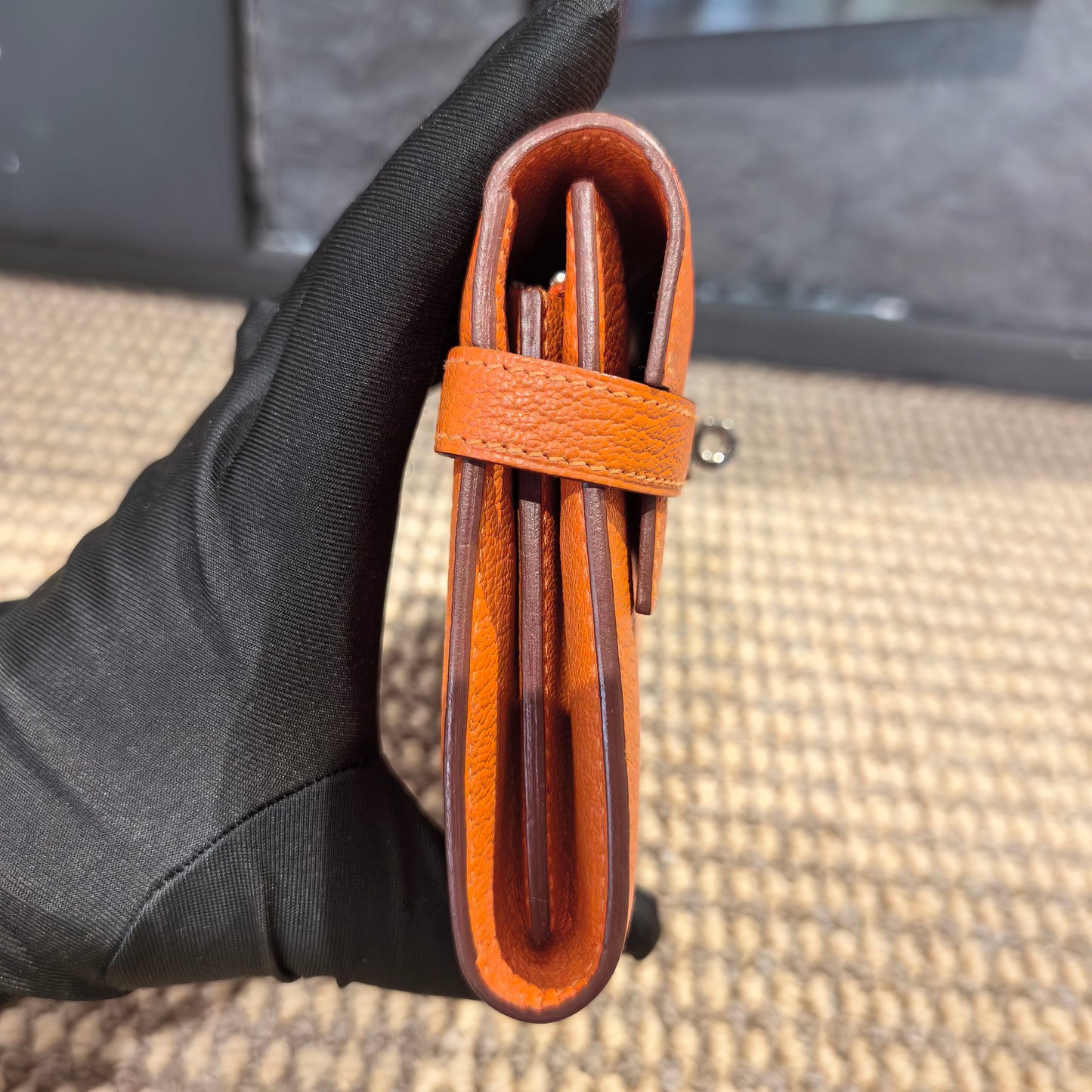 Hermes - Kelly - Leather - Orange - (medium)