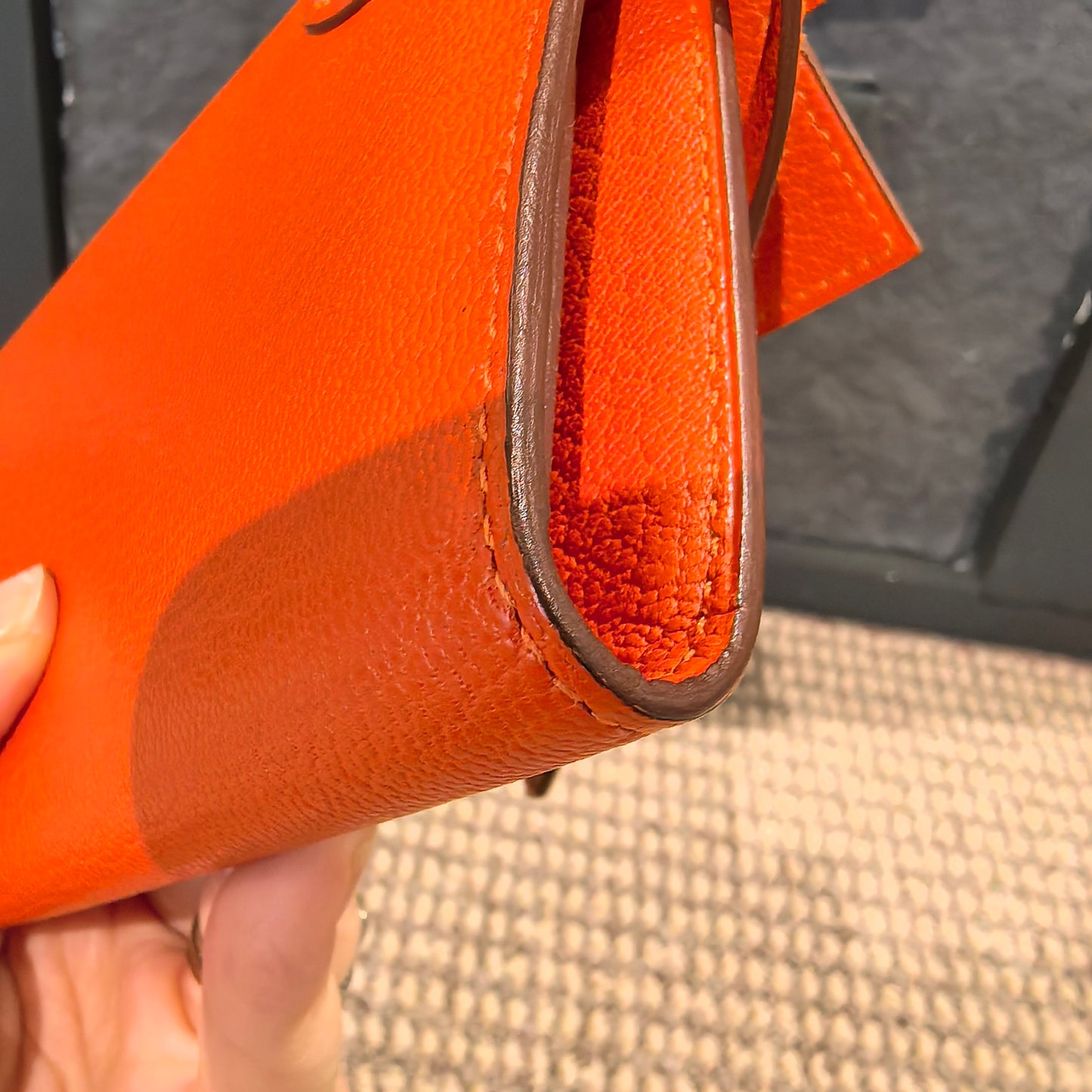 Hermes - Kelly - Leather - Orange - (medium)