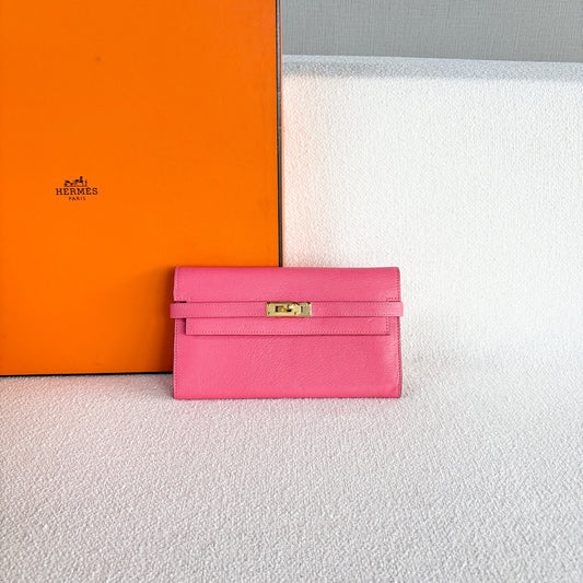 Hermes - Kelly - Leather - Pink - (small)