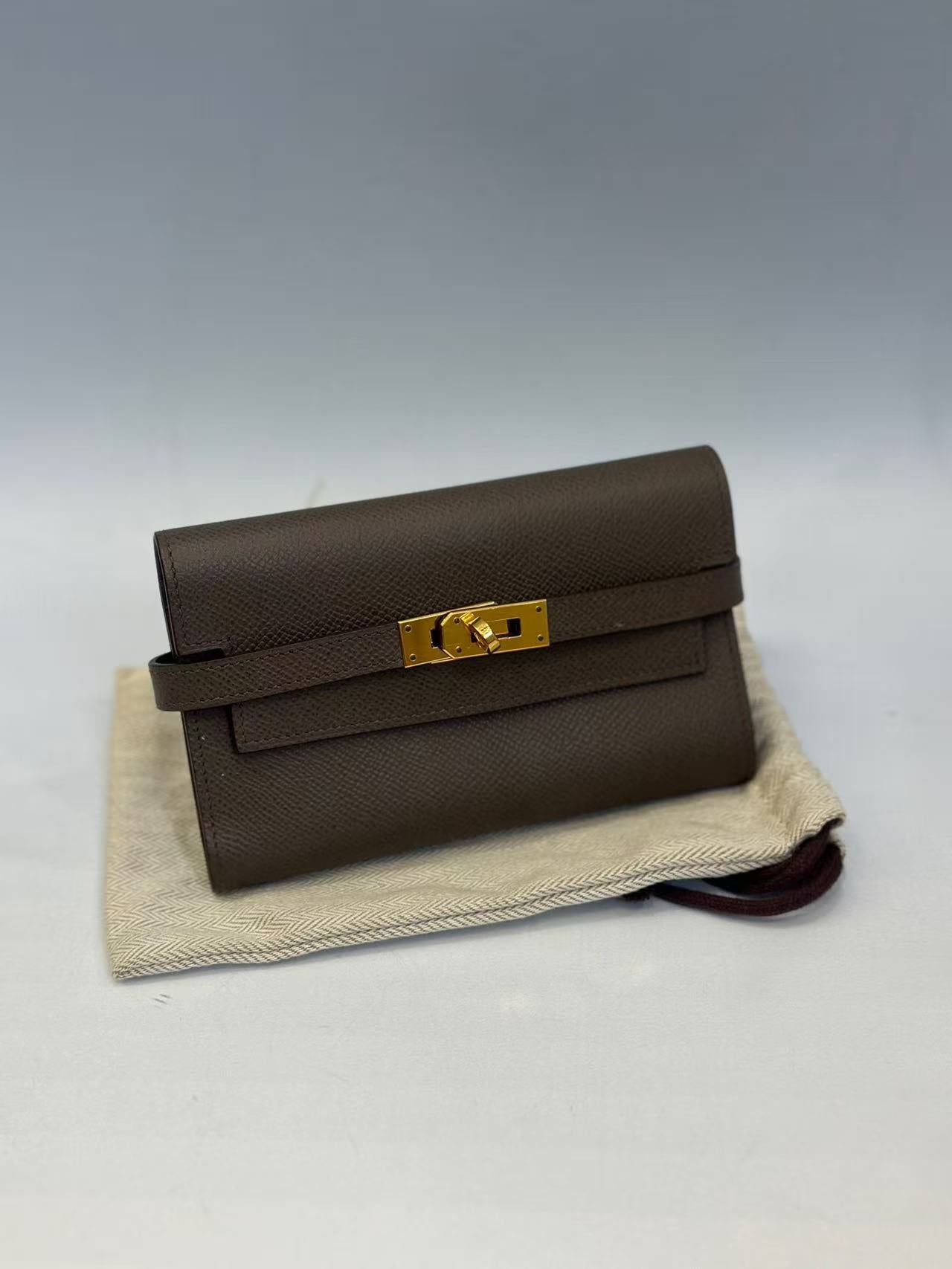 Hermès - Kelly Long Wallet - Epsom calf leather - Tin Grey with Gold-Tone Hardware - (Other)