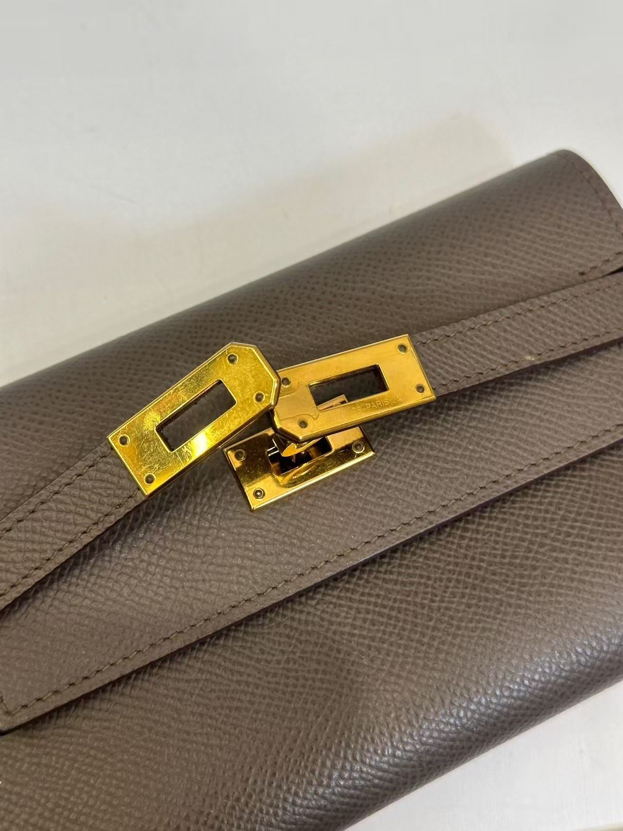 Hermès - Kelly Long Wallet - Epsom calf leather - Tin Grey with Gold-Tone Hardware - (Other)