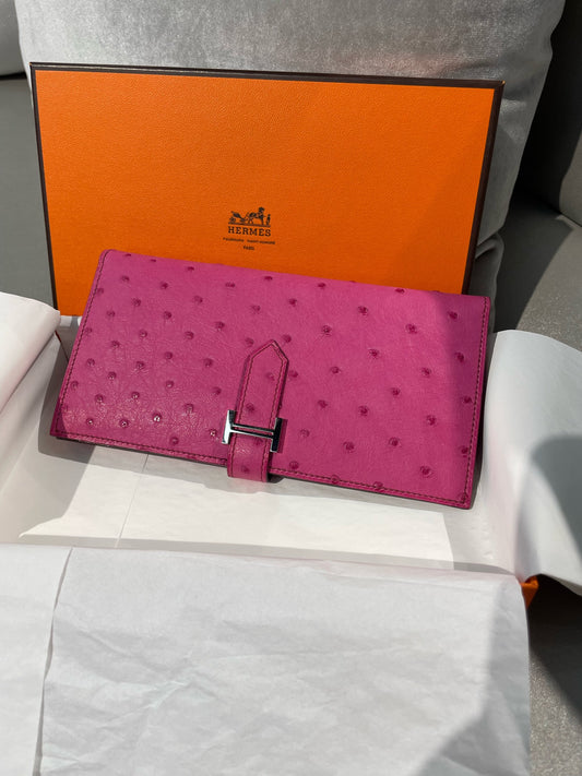 Hermes - Kelly Long Wallet - Exotic leathers - Ostrich - Pink - (Large)