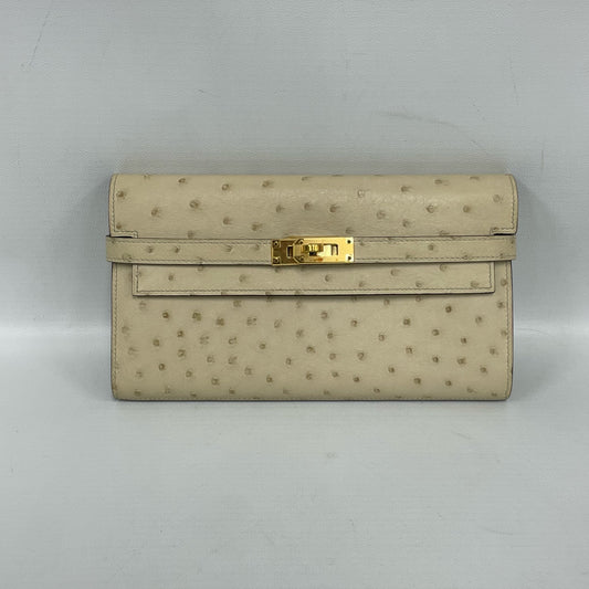 Hermès - Kelly Wallet - Ostrich leather - Beige with Gold-Tone Hardware - (medium)