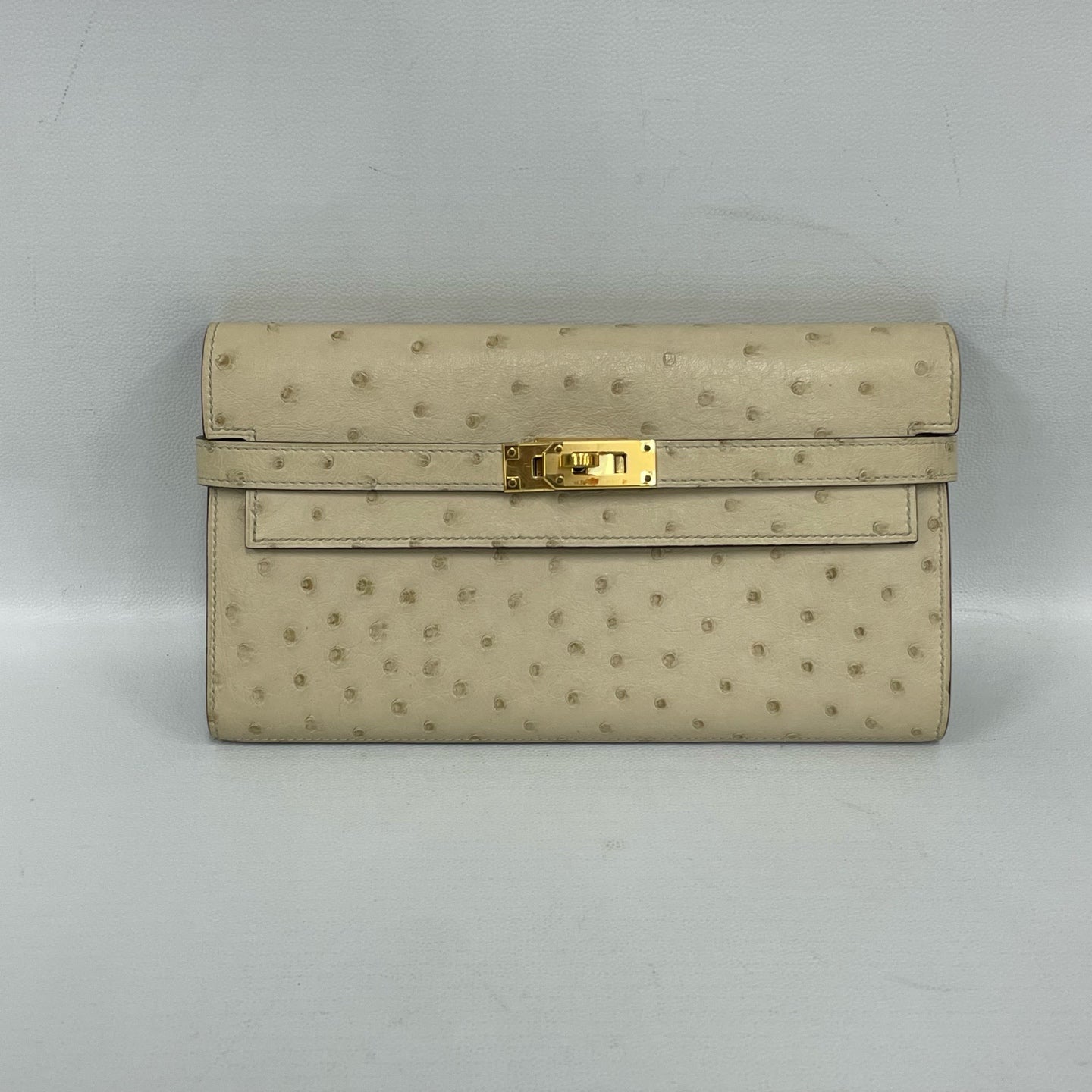 Hermès - Kelly Wallet - Ostrich leather - Trench Gray - (medium)