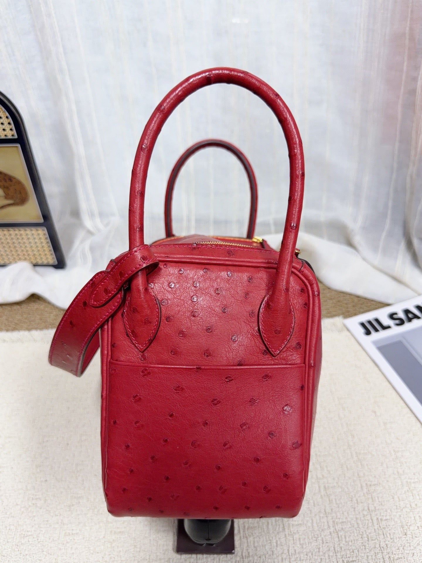 Hermès - Lindy - Exotic leathers - Ostrich - Red - (small)